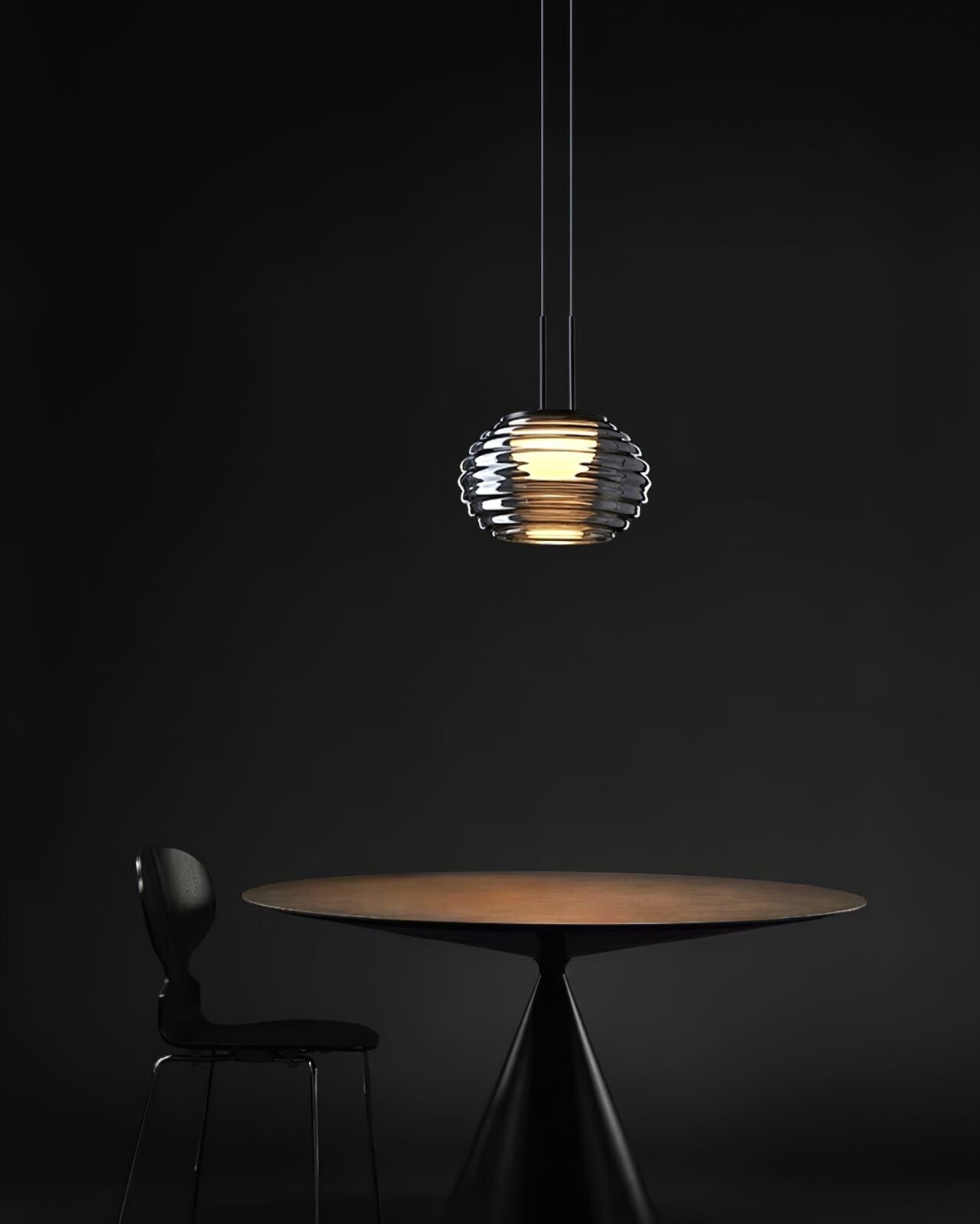 smoke-grey-wavy-glass-pendant-light-with-dual-layer-integrated-led