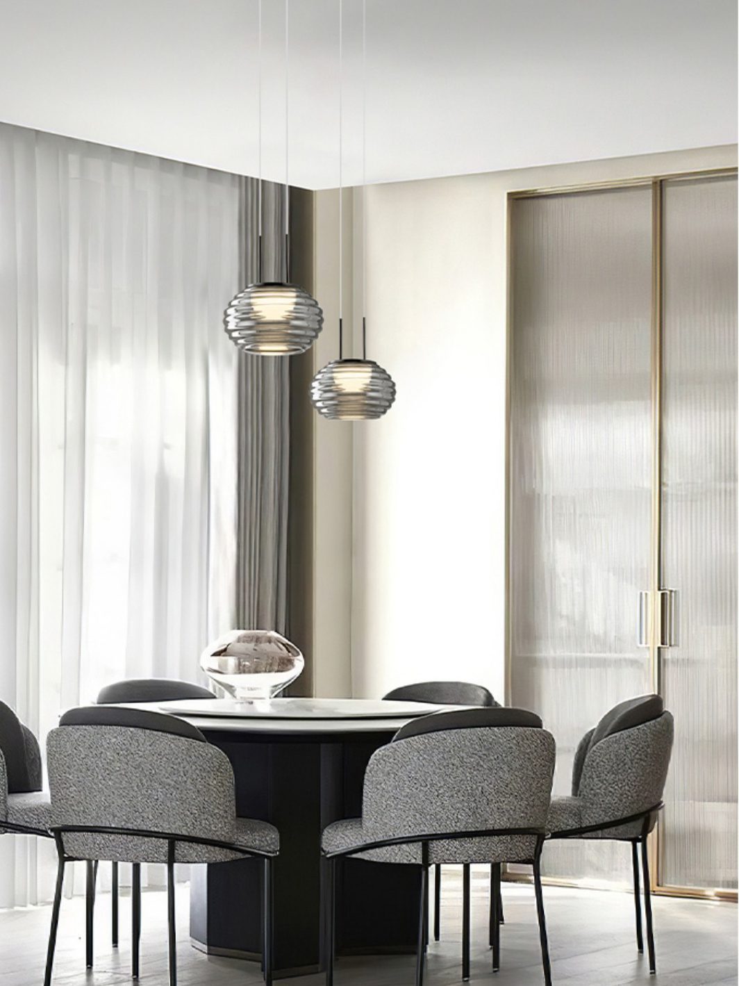 smoke-grey-wavy-glass-pendant-light-with-dual-layer-integrated-led