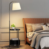 Lilah Modern Standing Lamp with Integrated End Table and Storage Shelf for Living Room