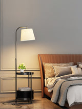 Lilah Modern Standing Lamp with Integrated End Table and Storage Shelf for Living Room