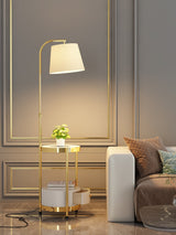 Lilah Modern Standing Lamp with Integrated End Table and Storage Shelf for Living Room