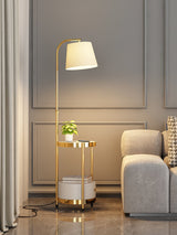 Lilah Modern Standing Lamp with Integrated End Table and Storage Shelf for Living Room