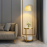 Lilah Modern Standing Lamp with Integrated End Table and Storage Shelf for Living Room