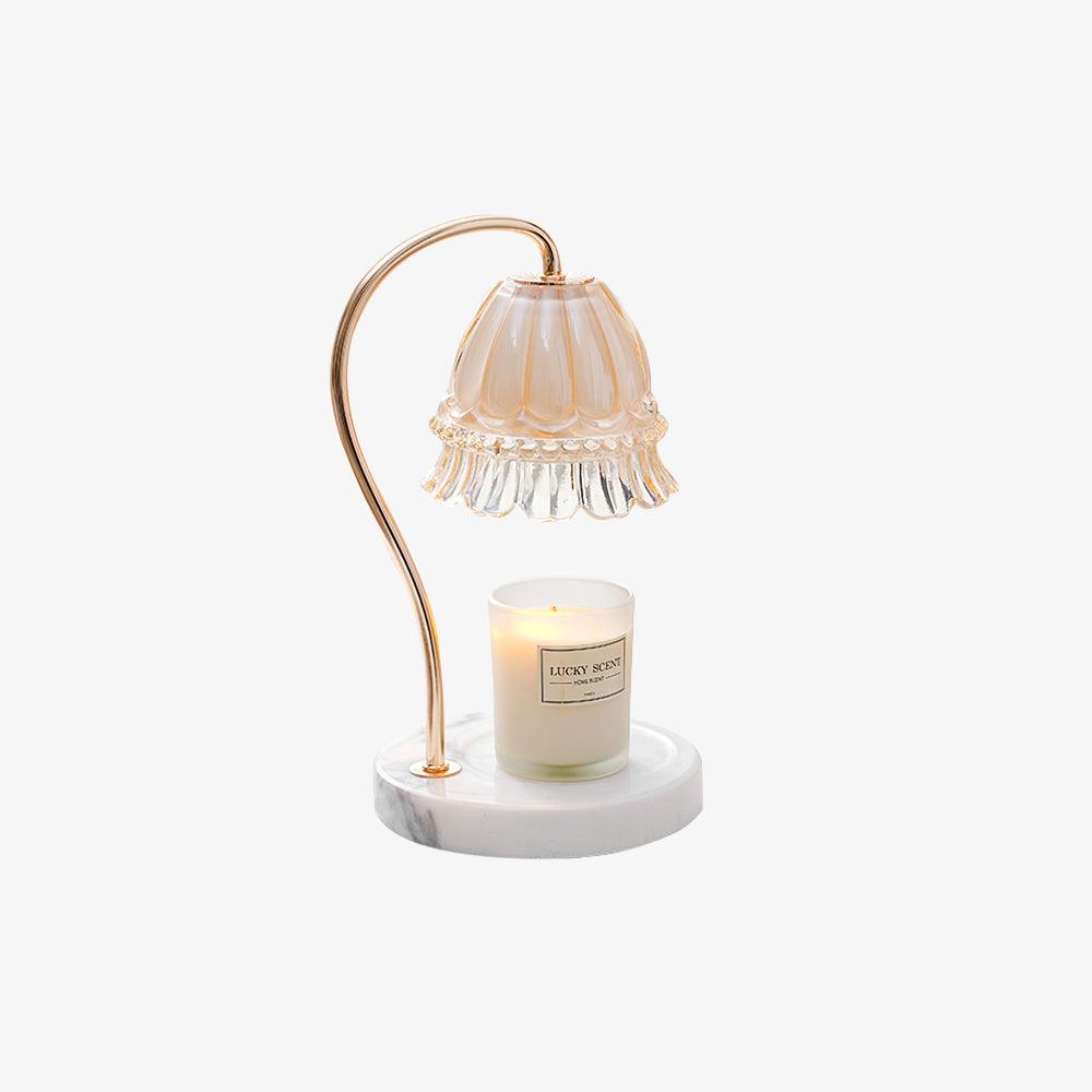 Elegant White Marble Candle Warmer Lamp Gold Metal Table Light for Scented Wax Melts