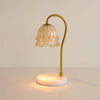 Elegant White Marble Candle Warmer Lamp Gold Metal Table Light for Scented Wax Melts