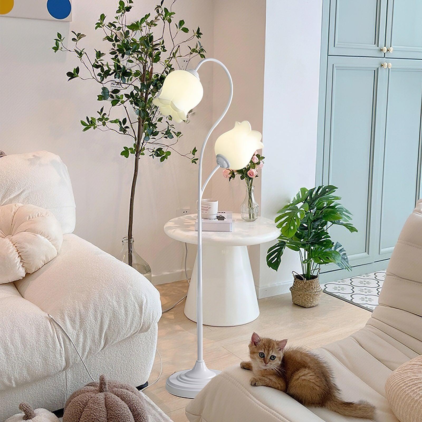 Lilium Lily Flower Torchiere Floor Lamp Vintage Style Standing Light