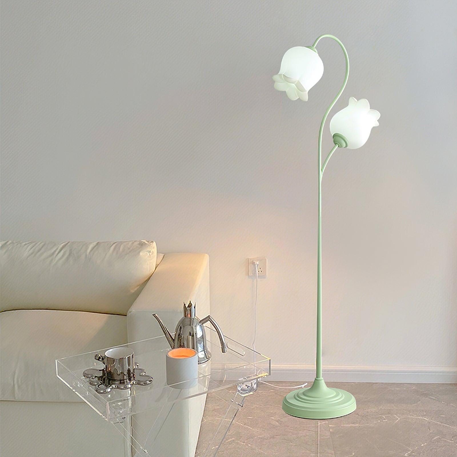 Lilium Lily Flower Torchiere Floor Lamp Vintage Style Standing Light