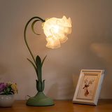 Floral Lily of the Valley Table Lamp Elegant Gold Task Light for Bedroom and Office