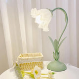 Floral Lily of the Valley Table Lamp Elegant Gold Task Light for Bedroom and Office