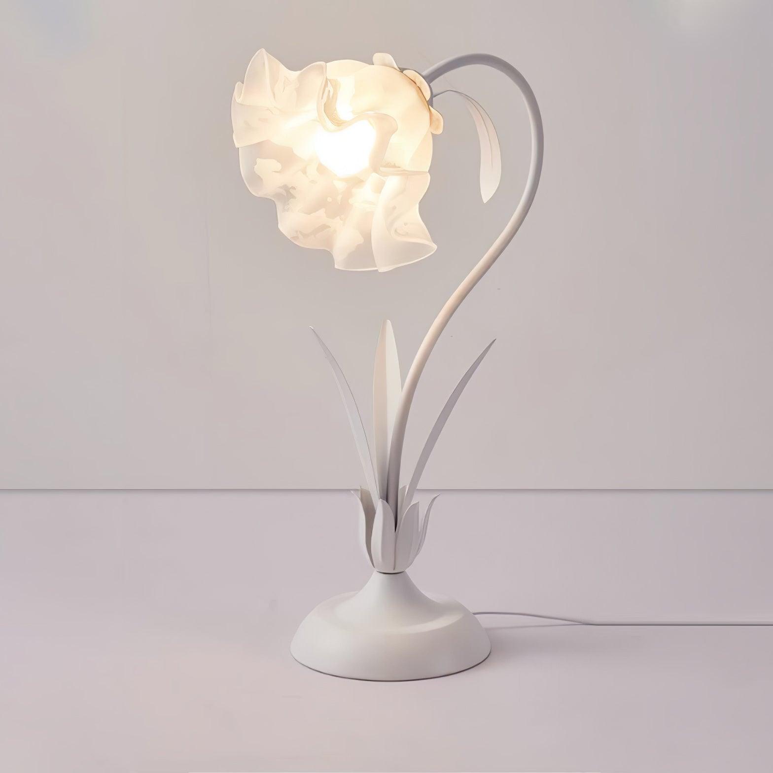 Floral Lily of the Valley Table Lamp Elegant Gold Task Light for Bedroom and Office