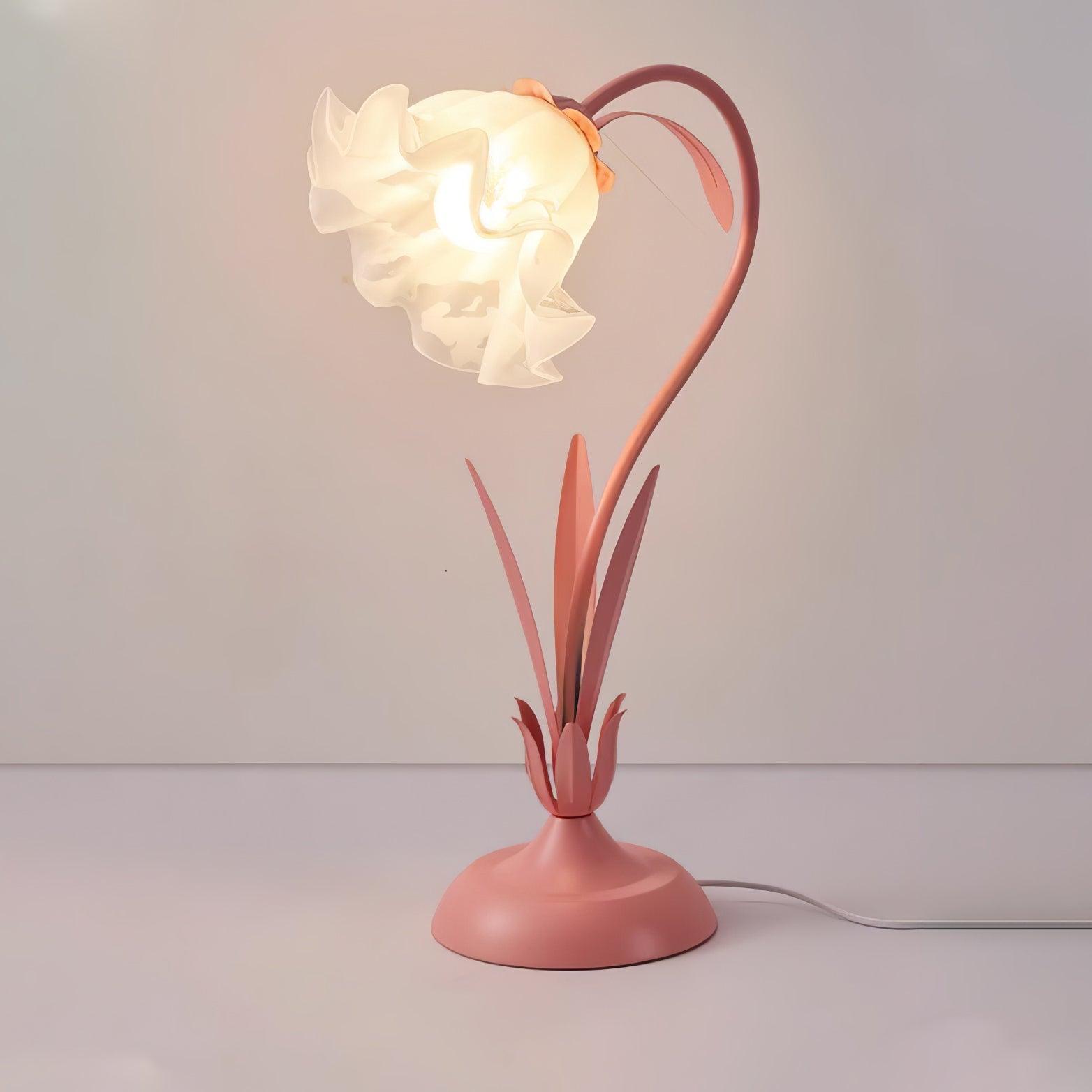 Floral Lily of the Valley Table Lamp Elegant Gold Task Light for Bedroom and Office