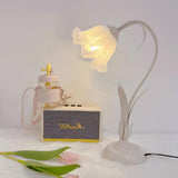 Floral Lily of the Valley Table Lamp Elegant Gold Task Light for Bedroom and Office