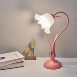 Floral Lily of the Valley Table Lamp Elegant Gold Task Light for Bedroom and Office