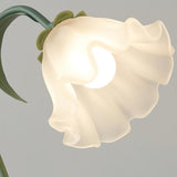 Floral Lily of the Valley Table Lamp Elegant Gold Task Light for Bedroom and Office