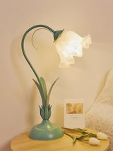 Floral Lily of the Valley Table Lamp Elegant Gold Task Light for Bedroom and Office