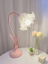 Floral Lily of the Valley Table Lamp Elegant Gold Task Light for Bedroom and Office