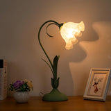 Floral Lily of the Valley Table Lamp Elegant Gold Task Light for Bedroom and Office