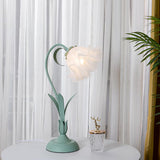 Floral Lily of the Valley Table Lamp Elegant Gold Task Light for Bedroom and Office