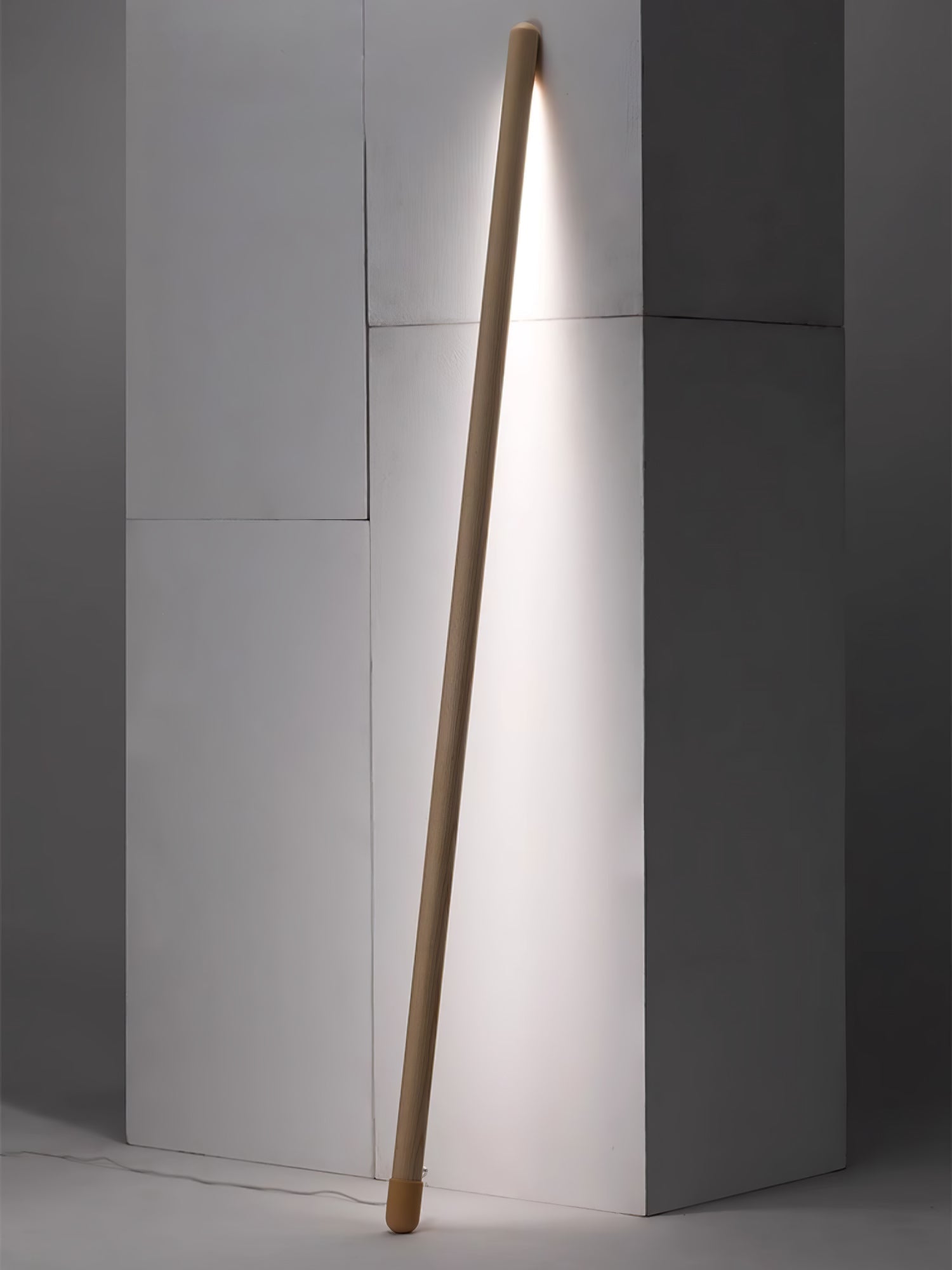 Tall Minimalist Wood LED Floor Lamp Slim Vertical Standing Light with Remote Control