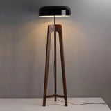 Modern Walnut Wood Floor Lamp with Elegant Black Fabric Shade for Contemporary Living Spaces