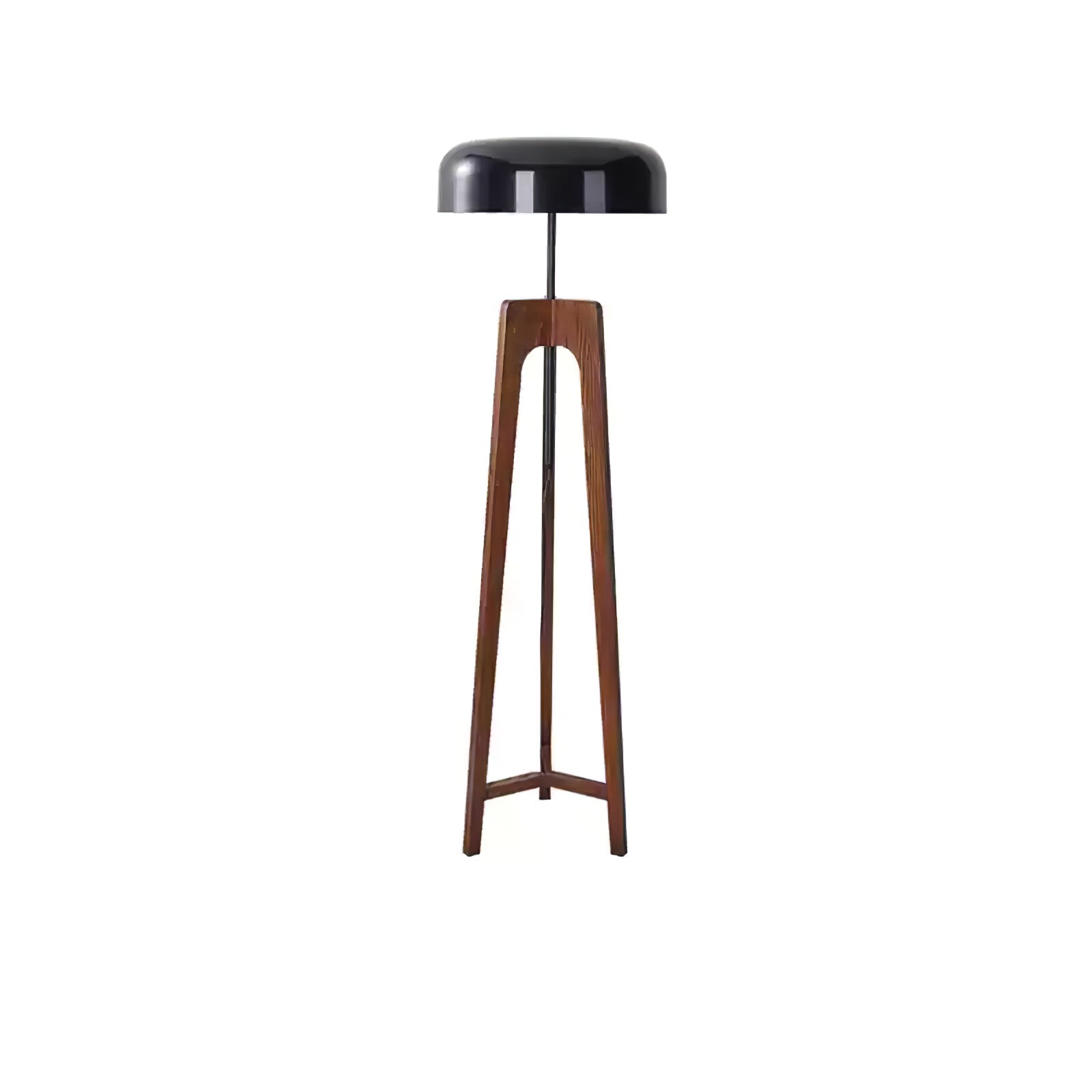 Modern Walnut Wood Floor Lamp with Elegant Black Fabric Shade for Contemporary Living Spaces