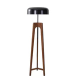 Modern Walnut Wood Floor Lamp with Elegant Black Fabric Shade for Contemporary Living Spaces