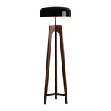 Modern Walnut Wood Floor Lamp with Elegant Black Fabric Shade for Contemporary Living Spaces