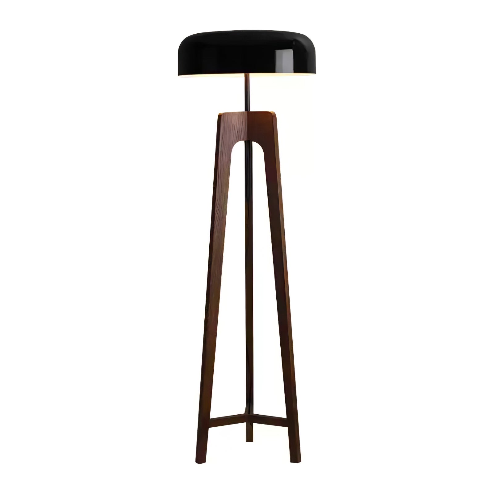 Modern Walnut Wood Floor Lamp with Elegant Black Fabric Shade for Contemporary Living Spaces