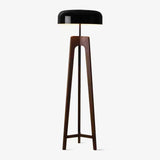 Modern Walnut Wood Floor Lamp with Elegant Black Fabric Shade for Contemporary Living Spaces