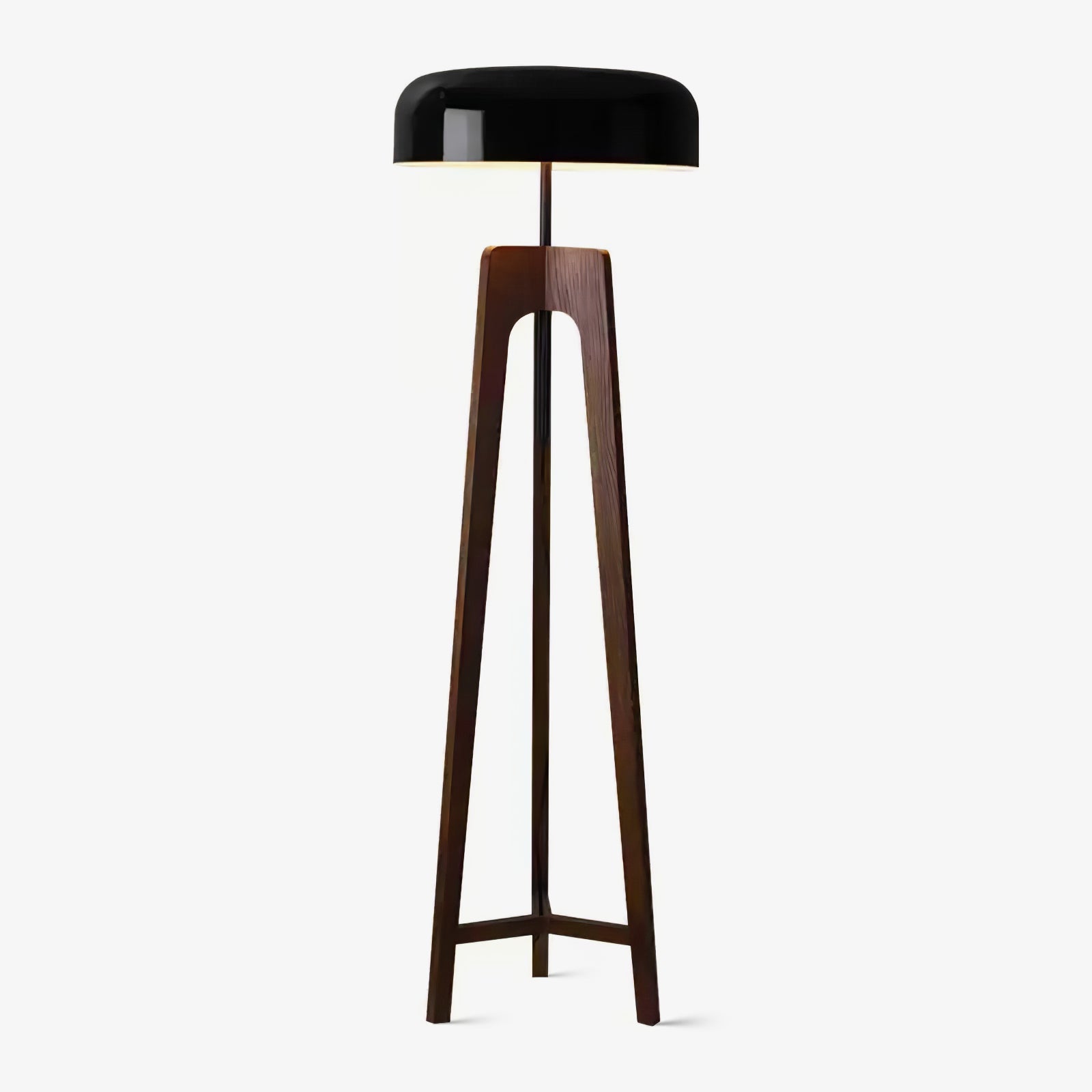 Modern Walnut Wood Floor Lamp with Elegant Black Fabric Shade for Contemporary Living Spaces