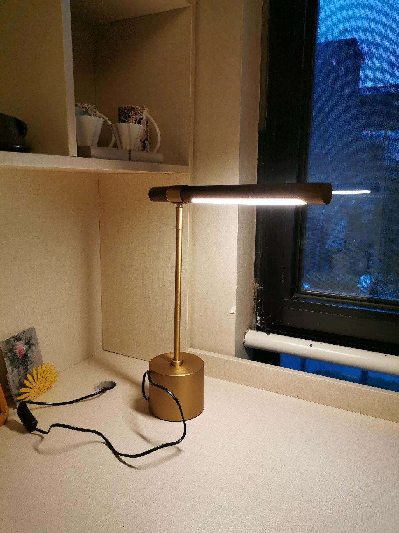 Modern Linear Wood LED Desk Lamp Slim Minimalist Office Task Lighting