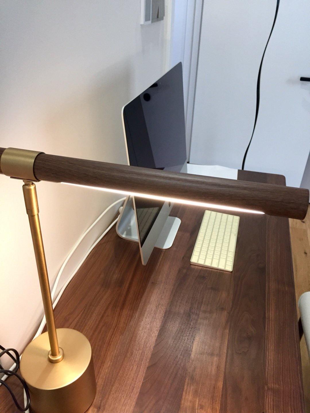 Modern Linear Wood LED Desk Lamp Slim Minimalist Office Task Lighting