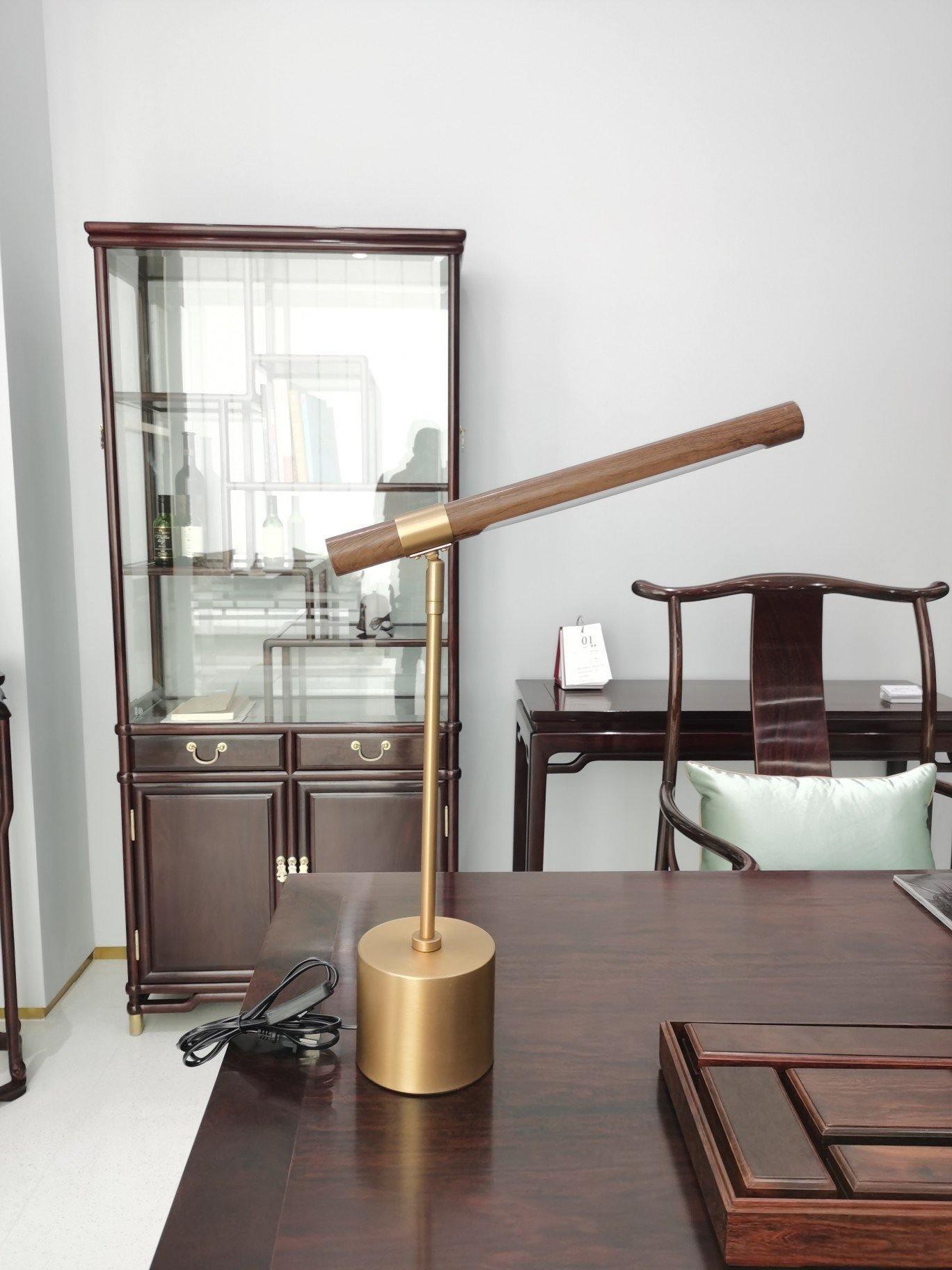 Modern Linear Wood LED Desk Lamp Slim Minimalist Office Task Lighting