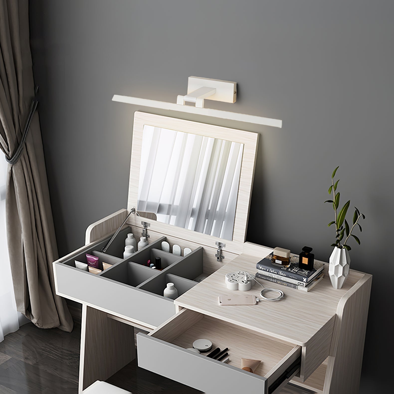 Modern Minimalist LED Linear Bathroom Vanity Wall Light Aluminum Sconce Fixture
