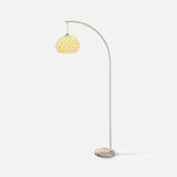 Linterna Modern Arch Floor Lamp with White Marble Base and Acrylic Lantern Shade