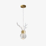 Modern Brass and Crystal Deer Pendant Light Whimsical LED Hanging Lamp for Bedroom