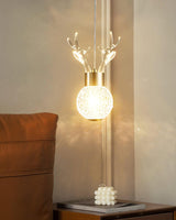 Modern Brass and Crystal Deer Pendant Light Whimsical LED Hanging Lamp for Bedroom
