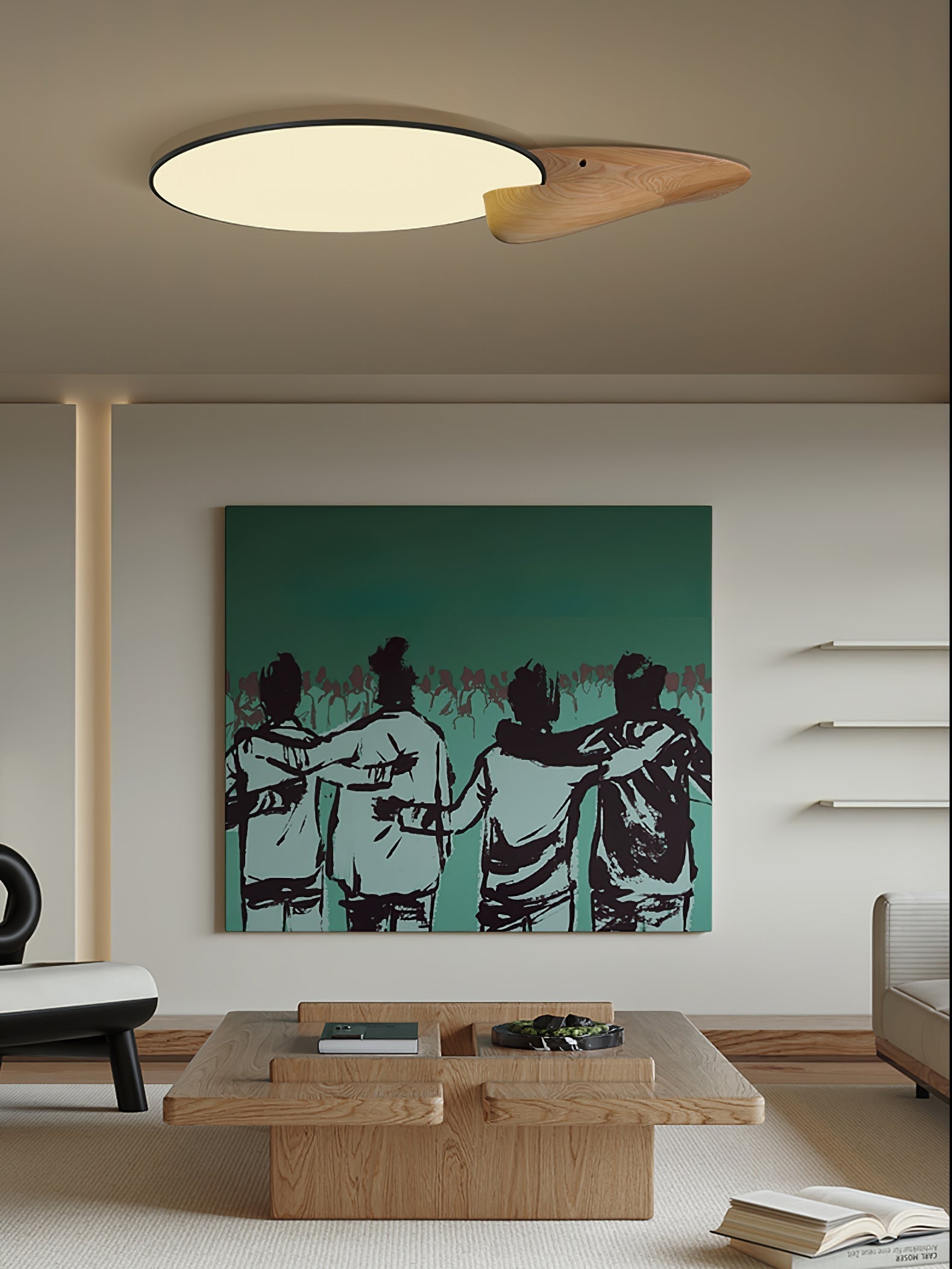 Lone Peak Modern Wood Flush Mount LED Ceiling Light Fixture for Bedroom and Living Room