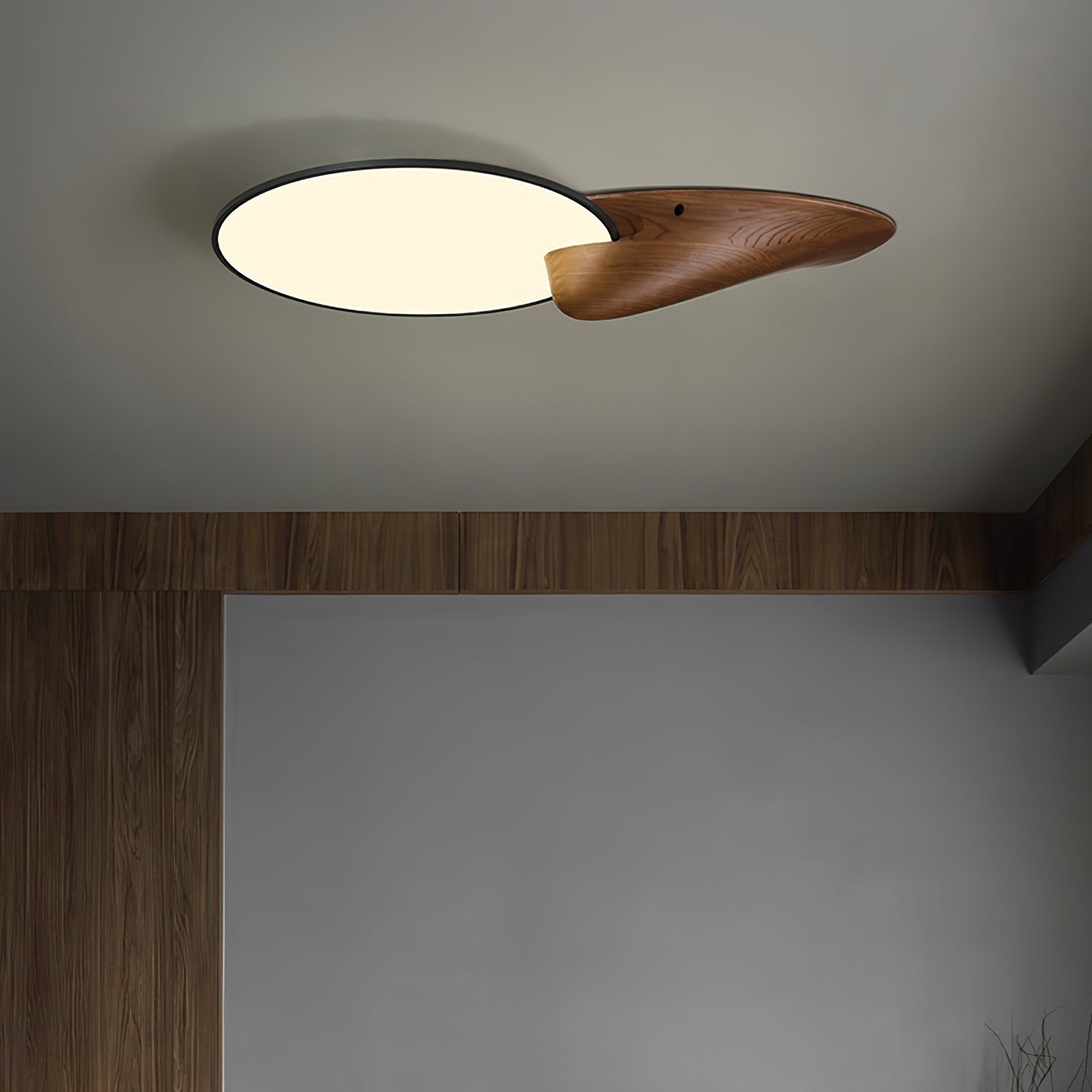Lone Peak Modern Wood Flush Mount LED Ceiling Light Fixture for Bedroom and Living Room