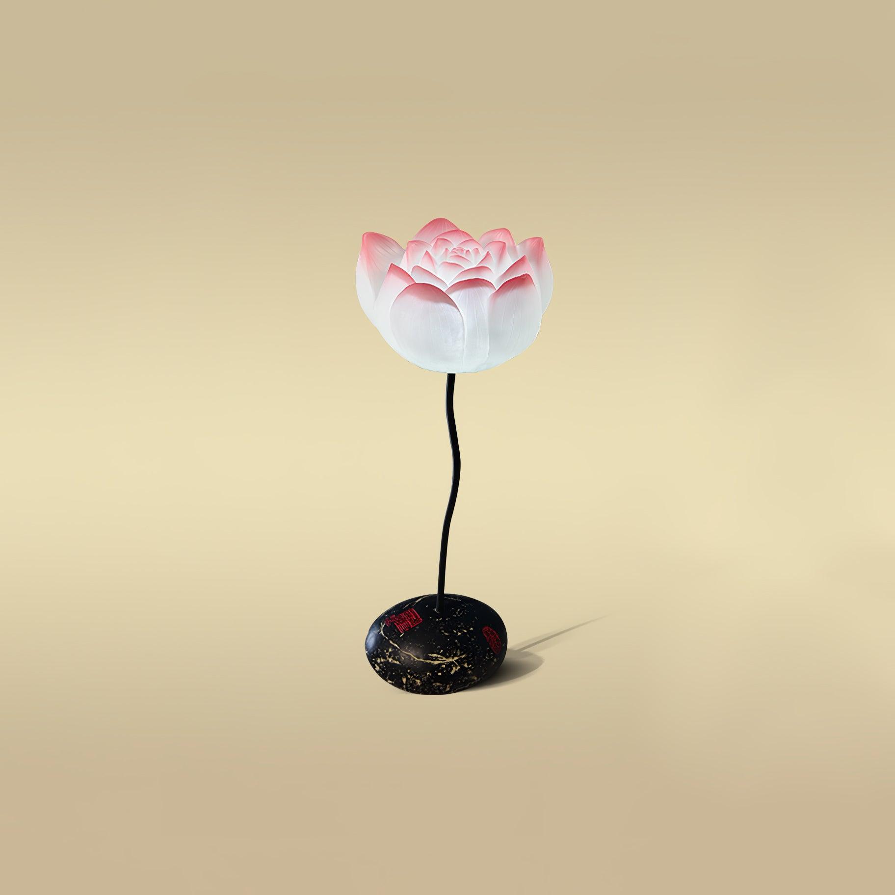 Elegant Lotus Resin Floor Lamp Floral Decorative Standing Light for Living Room