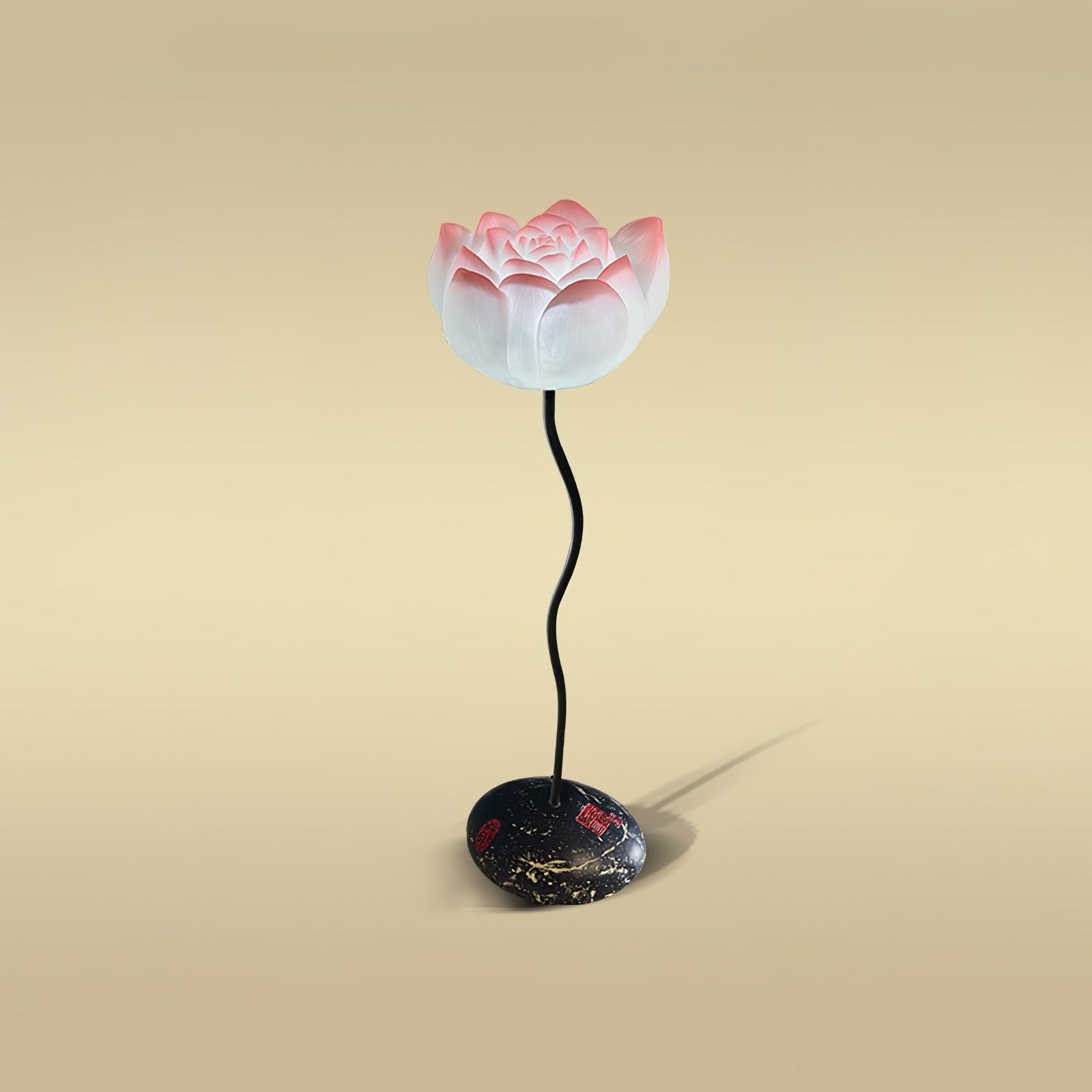 Elegant Lotus Resin Floor Lamp Floral Decorative Standing Light for Living Room