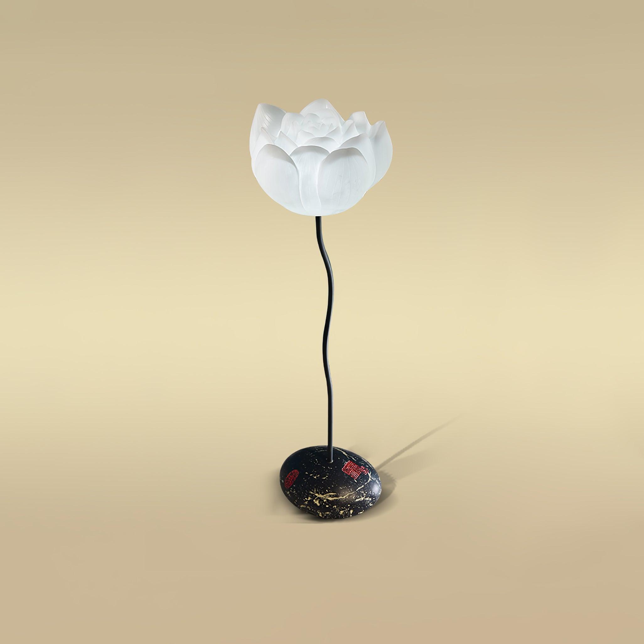 Elegant Lotus Resin Floor Lamp Floral Decorative Standing Light for Living Room