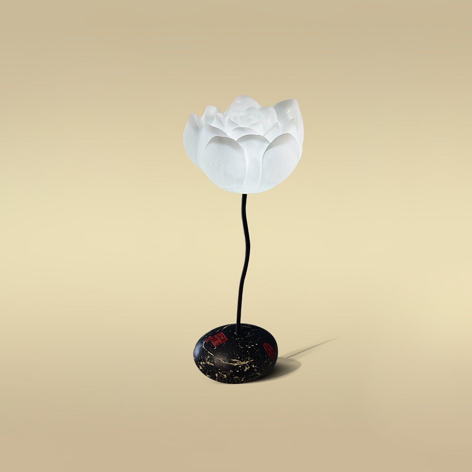 Elegant Lotus Resin Floor Lamp Floral Decorative Standing Light for Living Room