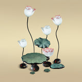 Elegant Lotus Resin Floor Lamp Floral Decorative Standing Light for Living Room