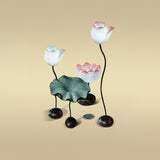 Elegant Lotus Resin Floor Lamp Floral Decorative Standing Light for Living Room