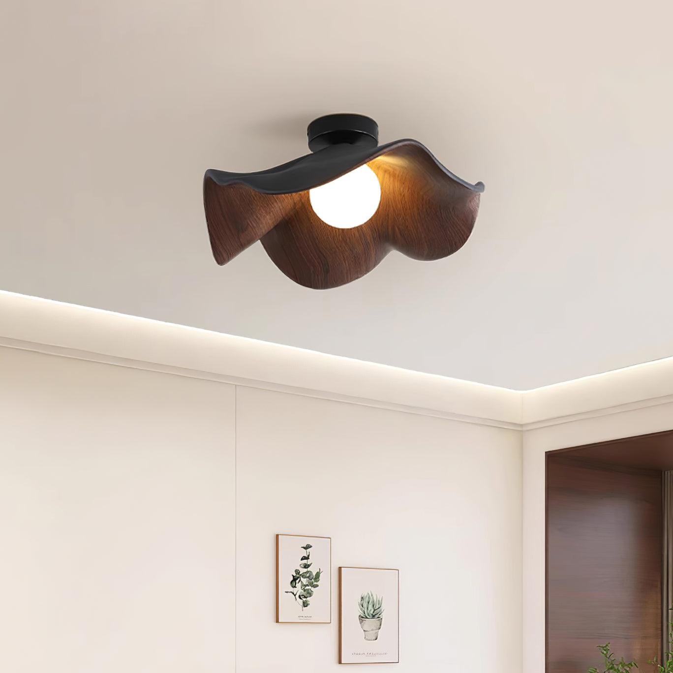 Elegant Resin Lotus Leaf Ceiling Lamp for Modern Interior Design and Ambient Home Lighting