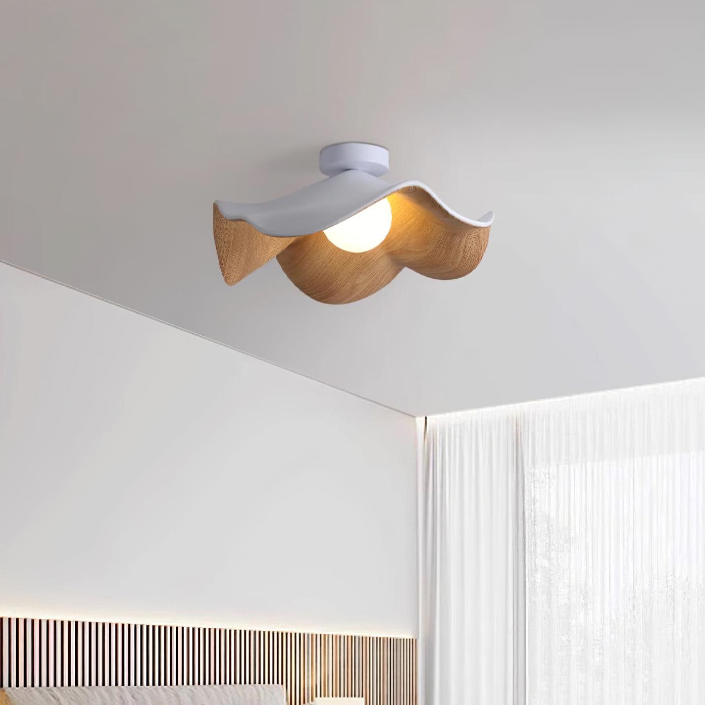 Elegant Resin Lotus Leaf Ceiling Lamp for Modern Interior Design and Ambient Home Lighting