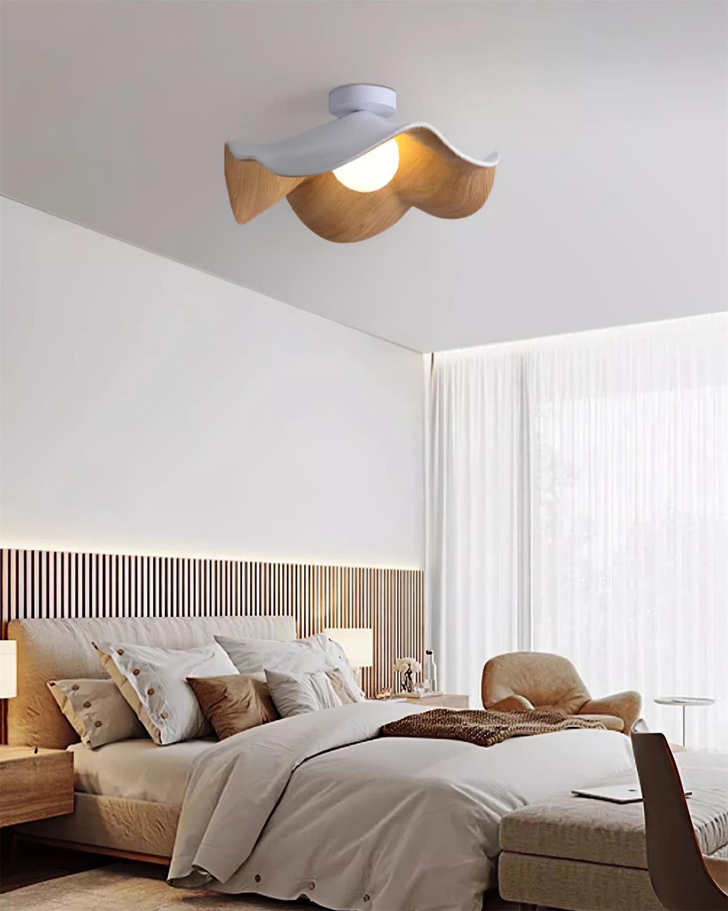 Elegant Resin Lotus Leaf Ceiling Lamp for Modern Interior Design and Ambient Home Lighting