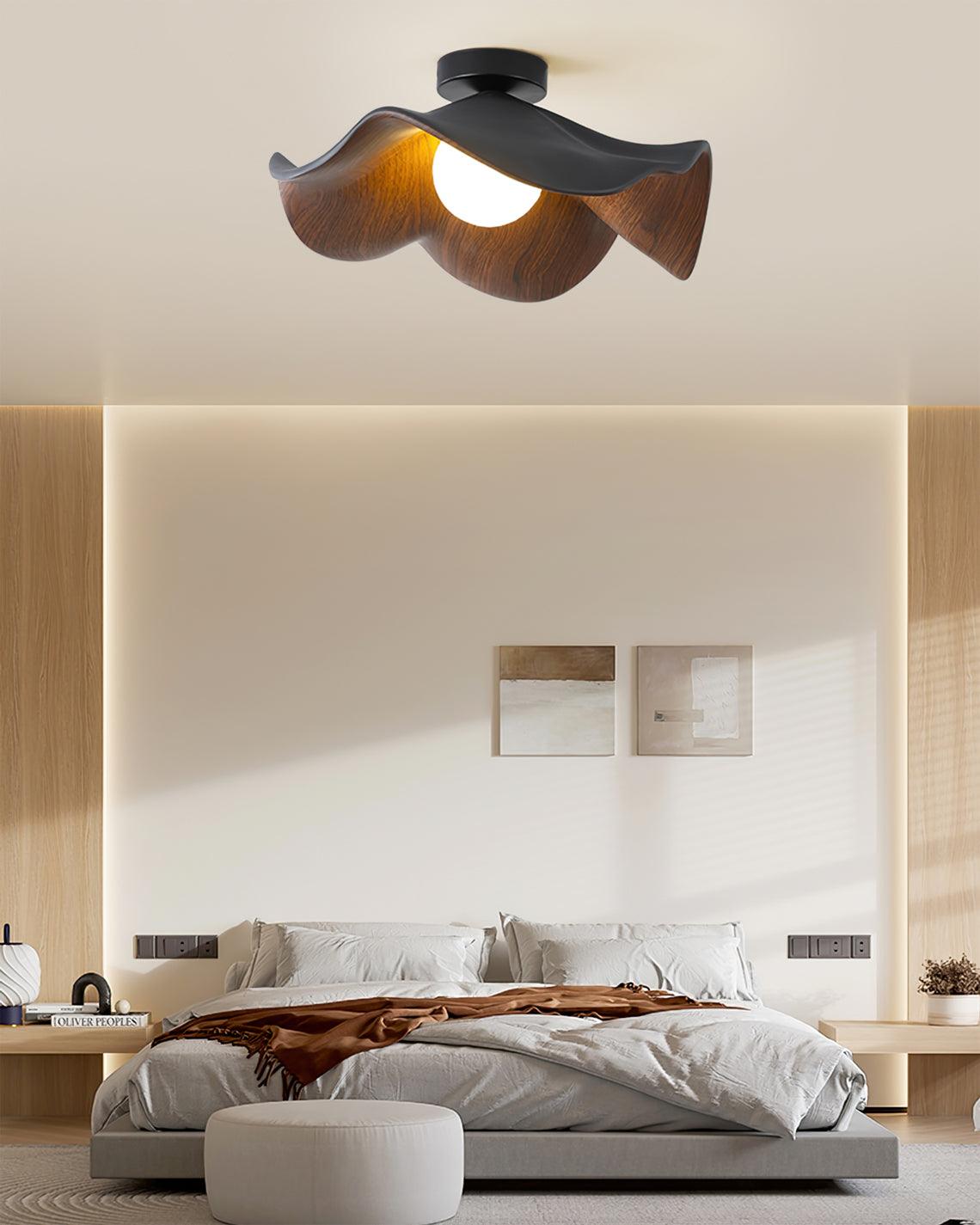 Elegant Resin Lotus Leaf Ceiling Lamp for Modern Interior Design and Ambient Home Lighting