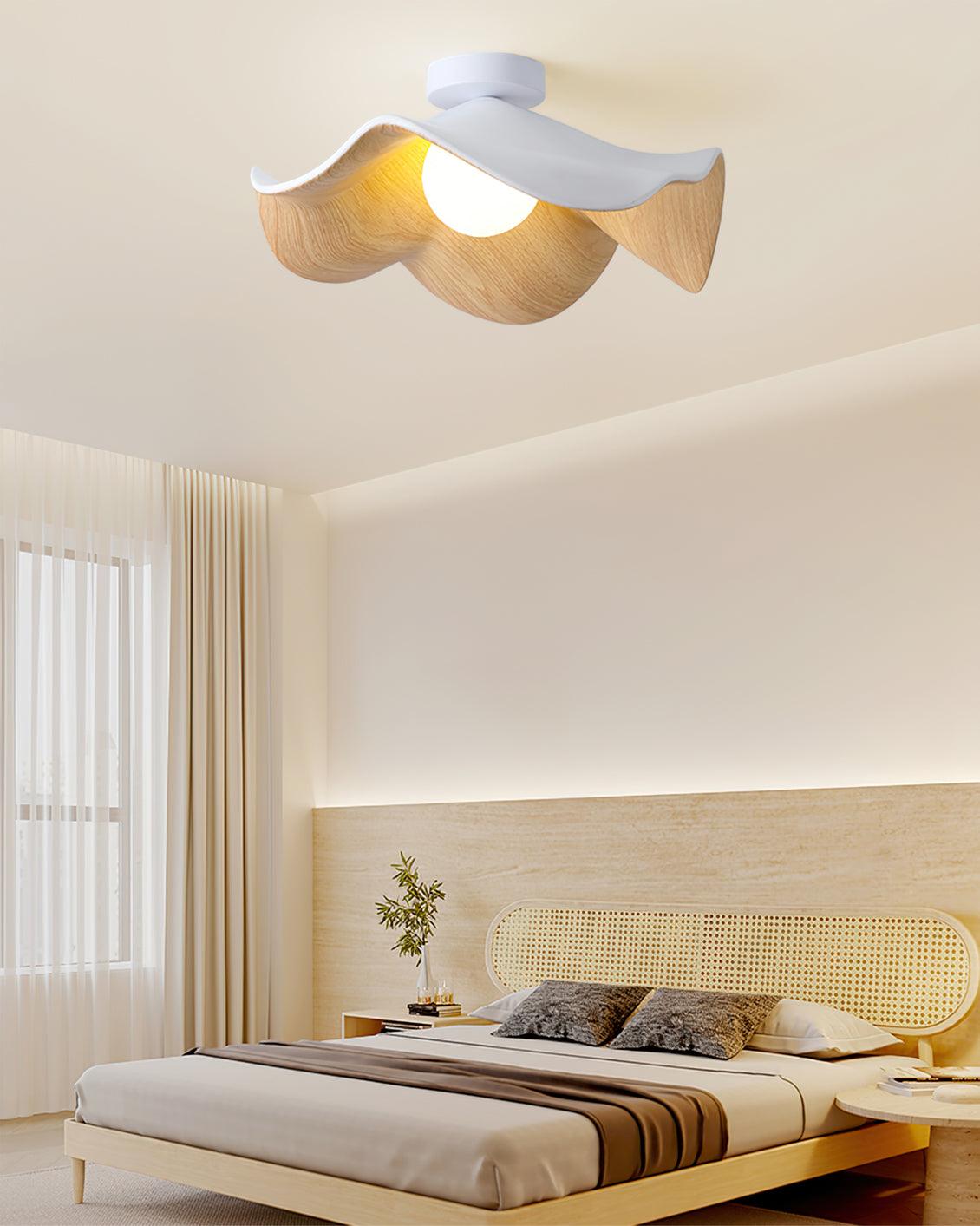 Elegant Resin Lotus Leaf Ceiling Lamp for Modern Interior Design and Ambient Home Lighting